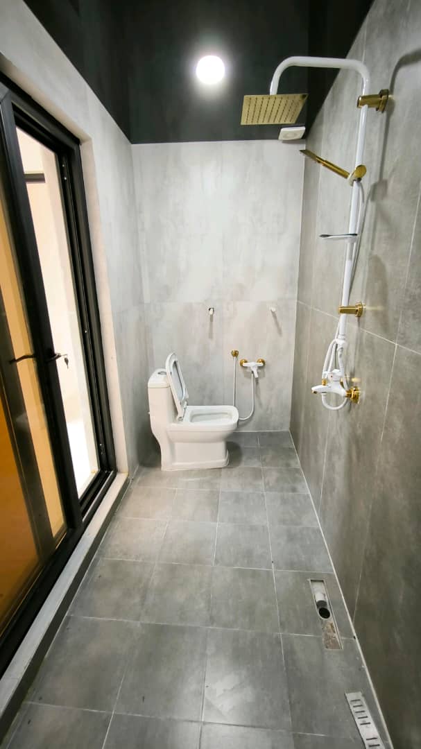 تصویر یک ویلای نما مدرن و محوطه سازی شده با موزاییک و چمن مصنوعی