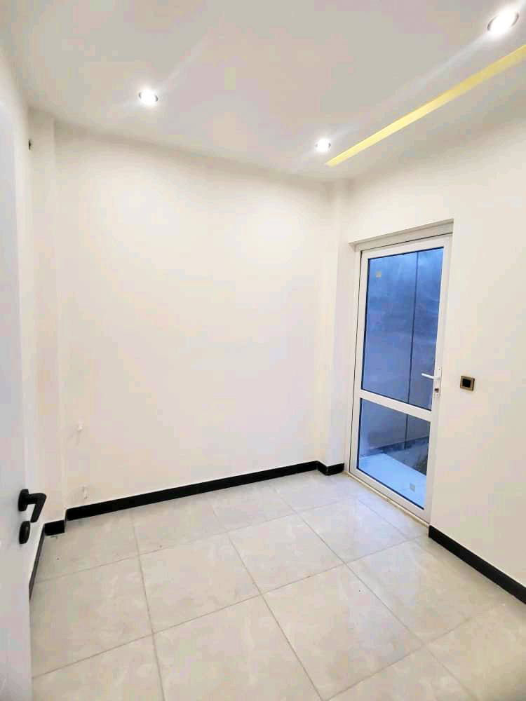 تصویر یک ویلای نما مدرن و محوطه سازی شده با موزاییک و چمن مصنوعی